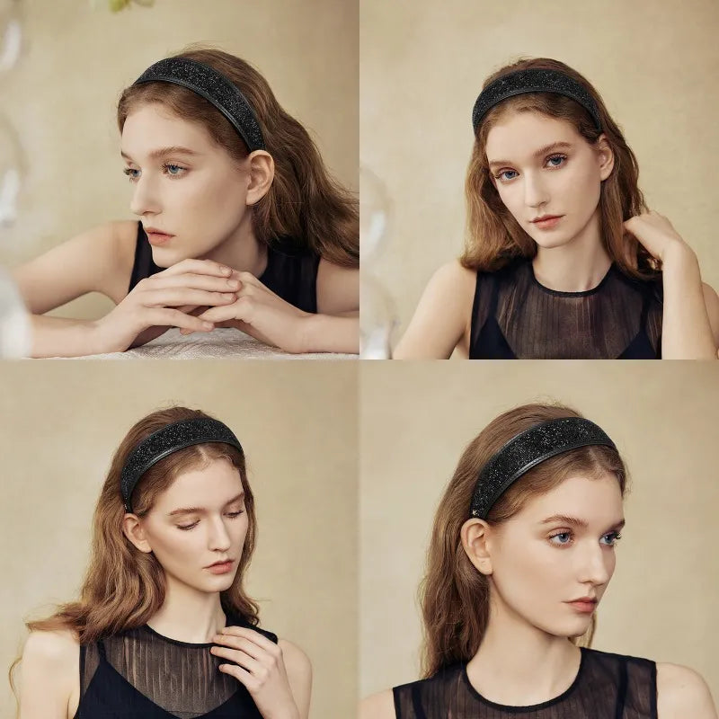 Stellar Shadow Crystal Cowhide Wide Headband - EVITA PERONI OFFICIAL