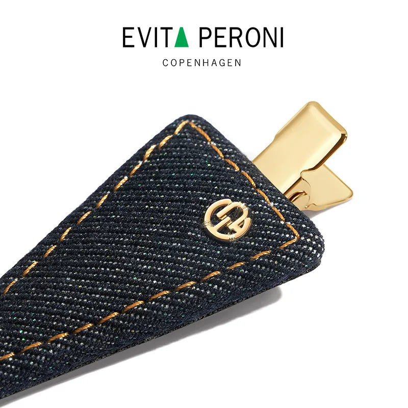Cassia Denim Triangle Pelican Clip - EVITA PERONI OFFICIAL