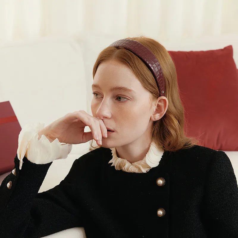 Theodora Cowhide Wide Headband - EVITA PERONI OFFICIAL