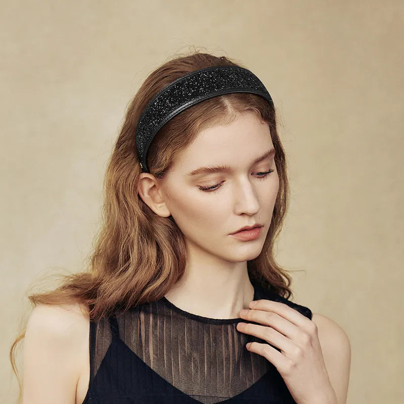 Stellar Shadow Crystal Cowhide Wide Headband - EVITA PERONI OFFICIAL