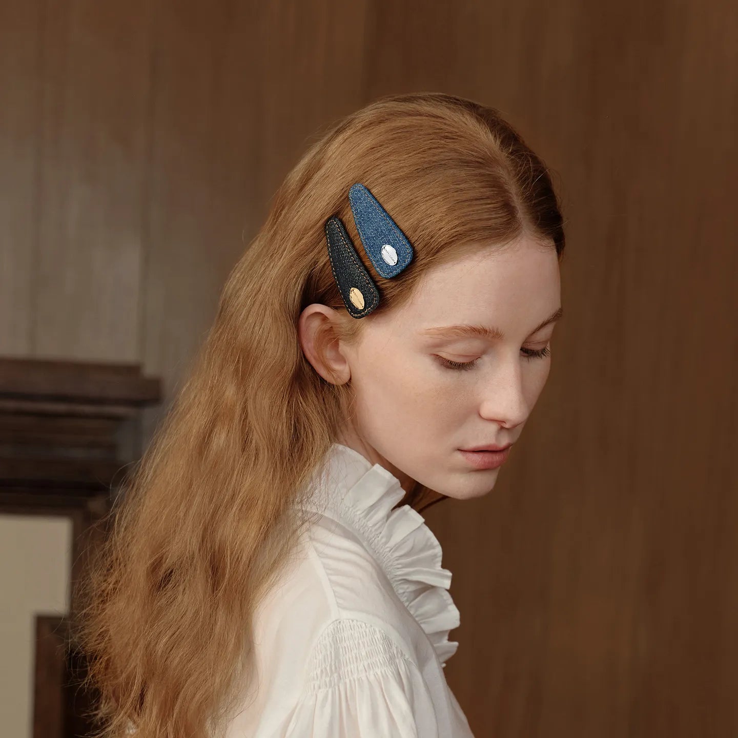 Cassia Denim Snap Clip - EVITA PERONI OFFICIAL