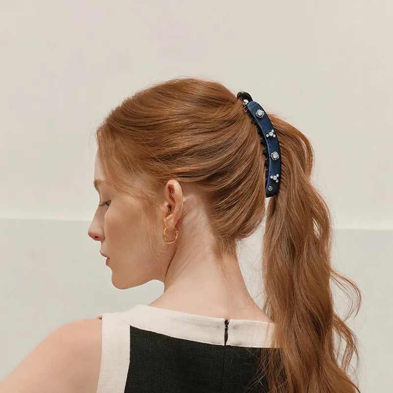 Eileen Crystal Velvet Banana Clip - EVITA PERONI OFFICIAL