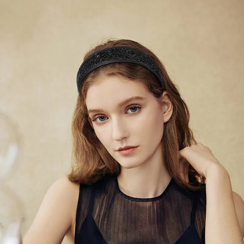 Stellar Shadow Crystal Cowhide Wide Headband - EVITA PERONI OFFICIAL