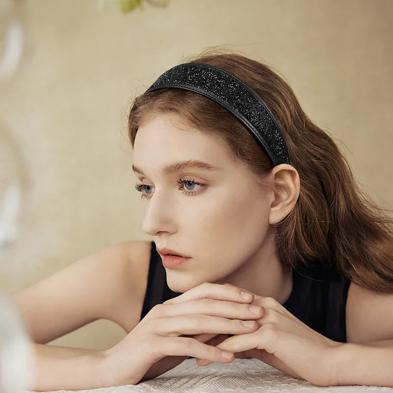 Stellar Shadow Crystal Cowhide Wide Headband - EVITA PERONI OFFICIAL