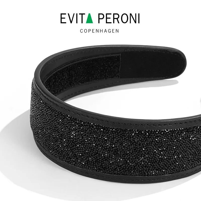 Stellar Shadow Crystal Cowhide Wide Headband - EVITA PERONI OFFICIAL